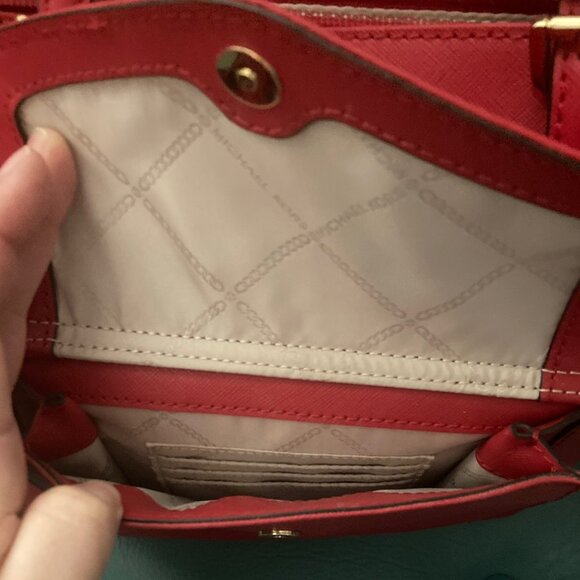 Michael Kors Bright Red Jet Set Front Pocket w/ Flap Closure Leather Tote - Picture 12 of 14